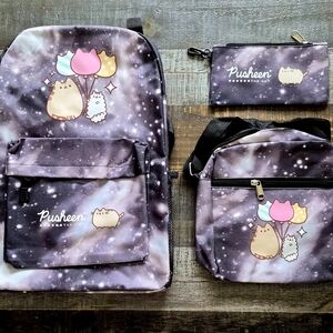 3pc Kitty Cat Backpack, Lunch Bag, Pencil Case Set! Canvas & Sturdy